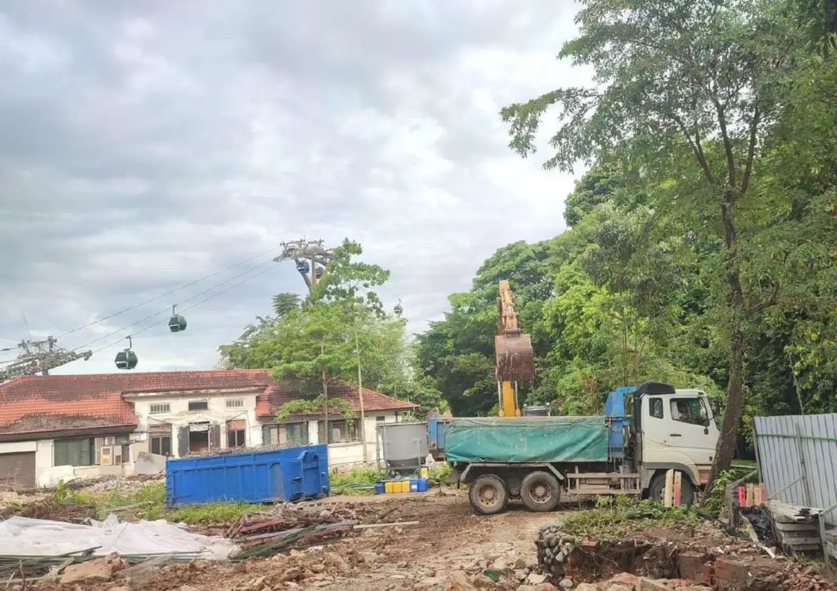 Demolition debris loaded for removal
