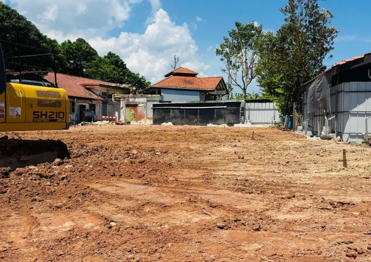 Cleared site after demolition work