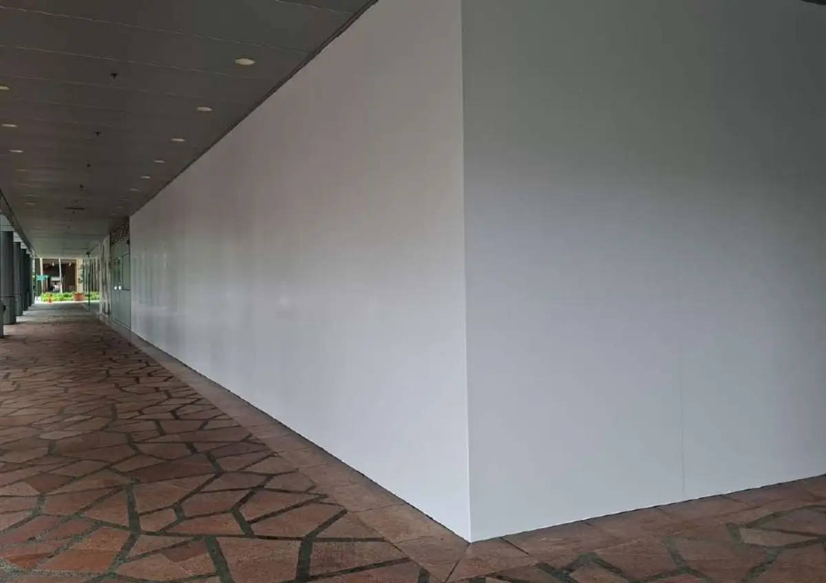 Hoarding installed at a mall unit
